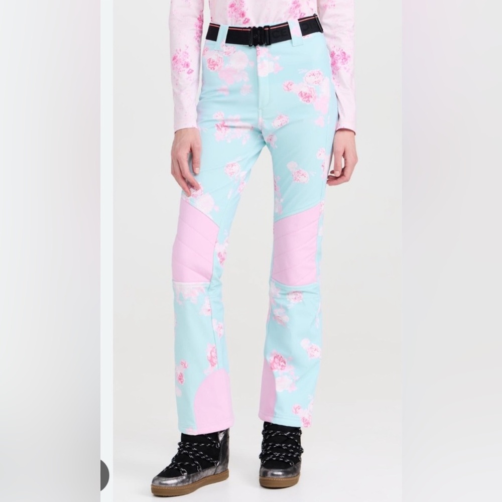 LoveShackFancy x Bogner Floral Boot Cut ski Pants - Pink and Blue